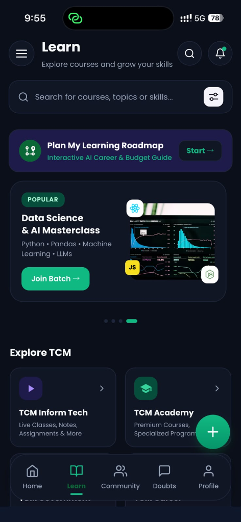 Learn Dashboard Screenshot